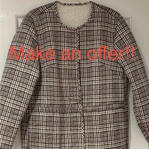 NWT DG2 by Diane Gilman Brown and Cream Faux Suede/Sherpa Reversible Coat XL